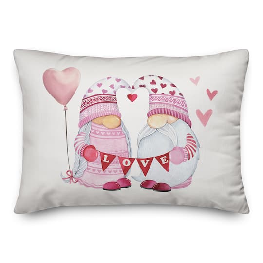 Valentine Gnomes Rectangle Throw Pillow
